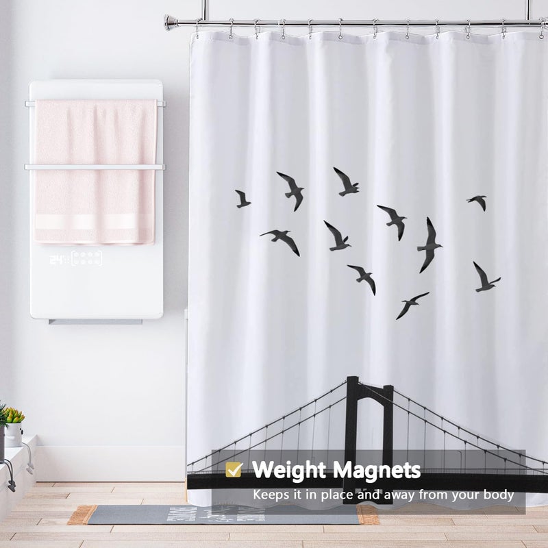 LLSCL Fabric Shower Curtain Liner with Magnets, Waterproof Hotel Quality, 72 x 72 Machine Washable - Image 4